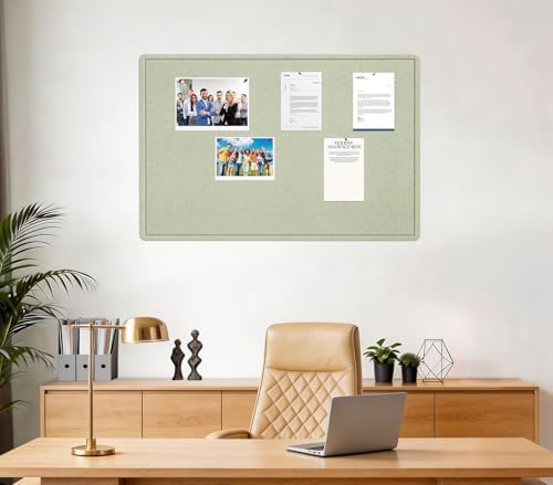 Bulletin Board 36" x 24" Felt Cork Board - Decorative Pin Board, Sage Green - Image 2
