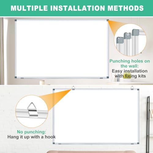 H-Qprobd White Board Dry Erase Boards for Wall 5' x 3' Magnetic Whiteboard - 60"x36" Aluminum Presentation Large Whiteboard with Long Pen Tray, 6 Markers, 2 Erasers &12 Magnets - Image 4