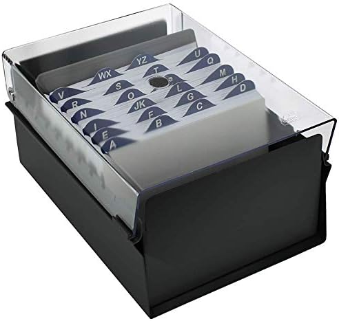 Acrimet 4 x 6 Card File Holder Organizer Box Metal Base Heavy Duty (AZ Index Cards and Divider Included) (Black Color with Clear Crystal Plastic Lid Cover) - Image 4