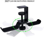 GRFIT Headphones Stand Headphone Hanger PC Gaming Dual Headphone Stand Under Desk 360 Degree Rotating Metal Desktop Lock Clip Double Hook Storage Rack Headset Holder (Color : A) - Image 4
