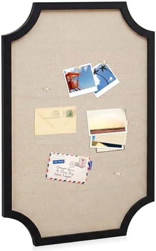 Wonderjune Linen Display Pinboard, Scalloped, 24" X 36", Black by Wonderjune