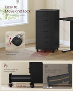 VASAGLE File Cabinet with Wheels, 7 Drawers, Tool-Free Sliding Rails - Image 6