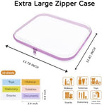 3 Pack Extra Large Clear Hard Shell Zipper Case with Labels, Purple - Image 2