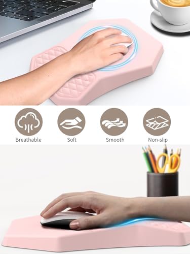 3-in-1 Ergonomic Keyboard Stand with Wrist Rest & Mouse Pad Set, Pink - Image 6