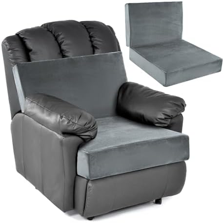 HOMBYS Foam Recliner Chair Cushions for Elderly, 4" Thick Chair Pads with Back Support for Office, Non-Slip Medium Firm Seat Cushion with Lumbar Pillow(Light Grey, 13" Backrest) by HOMBYS