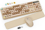 Wireless Keyboard and Mouse Combo, Cute Typewriter, Magnetic Wrist Rest by Trueque