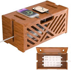 Extra Large Wooden Cable Management Box, 15.35 x 8.98 x 8.27 inches, Cord Hider Box with Cable Slots, Cable Organizer Box to Hide Power Strips, Surge Protector, Extension Cords for Desk & Floor by Dhmkfly
