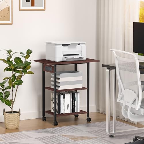 Lerliuo 3-Tier Printer Stand with Charging Station, Rolling Printer Table - Image 6