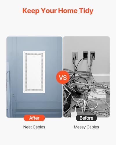VEVOR Structured Media Enclosure, 28-Inch, Recessed in-Wall Media Box with Cover, Wall-Mount Cable Management Box Kit, Structured Wiring Multi-Media Cabinet, Cold-Rolled Steel, for TV Home Theater - Image 3