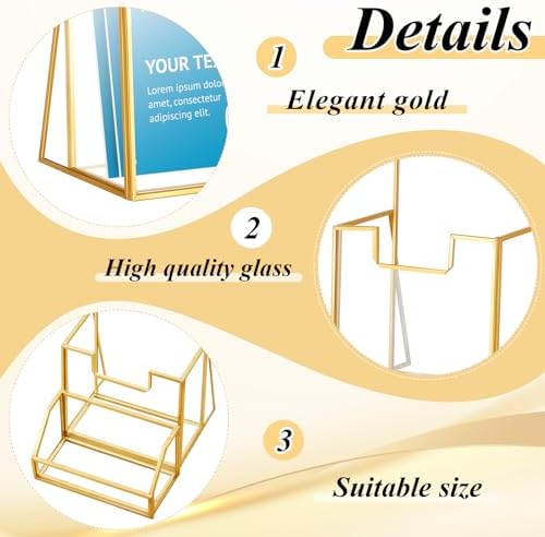 Watersay Gold Glass Brochure Holder and Business Card Rack Set, 4 x 8 '' - Image 4