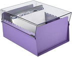 Acrimet 5 X 8 Card File Holder Organizer Box Metal Base Heavy Duty (AZ Index Cards and Divider Included) (Purple Color with Clear Crystal Plastic Lid Cover) - Image 4