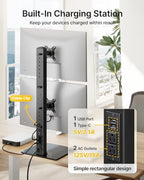 monTEK Powered Stacked Dual Monitor Stand for 17-32", Glass Base - Image 3