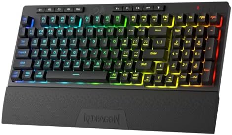 Redragon K515 PRO Shiva RGB Wireless Membrane Gaming Keyboard, 98 Keys Mechanical-Feel Keyboard w/Smooth Linear Switch, On-Board Macro & Multimedia Keys, Detachable Wrist Rest, Software Supported by REDRAGON