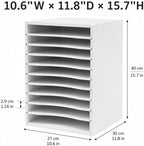 11-Slot Mail Organizer, Vertical File Sorter for Desk (White) - Image 2