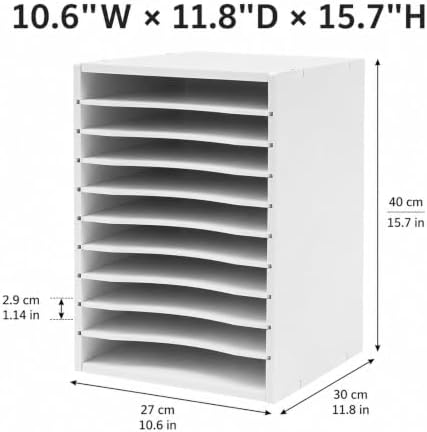 11-Slot Mail Organizer, Vertical File Sorter for Desk (White) - Image 2