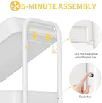 TOOLF 4 Tier Rolling Cart, Metal Utility Storage Cart with Pegboard, White - Image 5