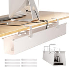 [Upgraded] Large Under Desk Cable Management Tray, Cinati Cable Management Under Desk No Drill, 28.4" Fabric Cord Hider for Wire Organizer, Cord Organizer for Office, Home - Supports Up to 30lbs White by Cinati