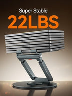 Telescopic Laptop Stand with 360° Rotation, Adjustable Height & Tilt Swivel Laptop Riser, Ergonomic Standing Desk Converter for 10-17" MacBook Pro/Air, Dell, HP – Supports up to 22lbs (Gray) - Image 5