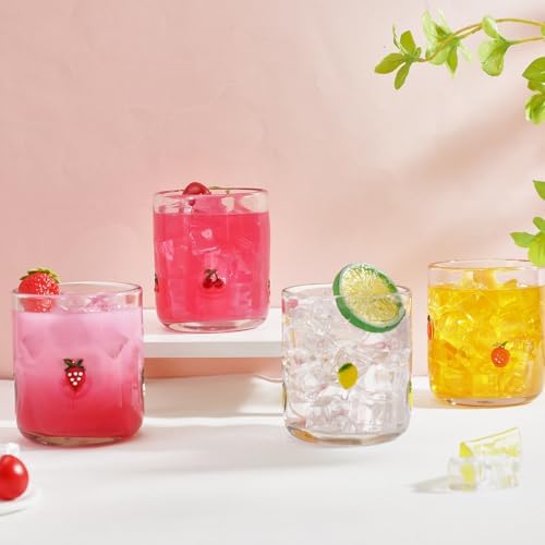SiliFine 4 Pack Fruit Icon Juice Glasses, 14 oz - Image 3