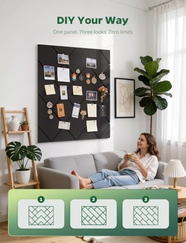 Large Felt Bulletin Wall Board for Office Cork Tiles Alternative 48" x 36", 12 Pack Black Small Decorative Self-Adhesive Collage Mood Pinboard for Home Kids Room - Memo, Photos & Pictures - Image 3