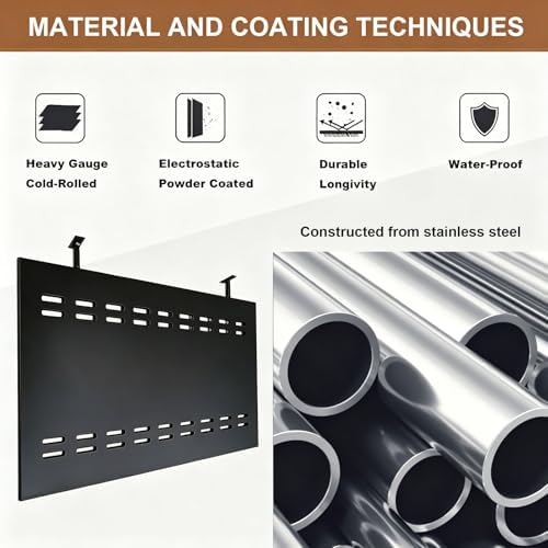 Under Desk Privacy Panel, Metal Material, 42.5 x 15.8", Black - Image 5