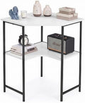 VECELO Small Corner Desk, Triangle Computer Desk with Storage Shelves for Small Spaces, 33 x 30 inches Corner Makeup Table for Home Office Bedroom, White by VECELO