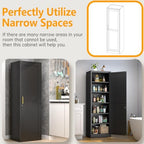 Ckzbx Metal Locker Tall Narrow Storage Cabinet, 67" H Locking Tool File Cabinets Snack Locker Organizer for School Classroom,Bedroom,Gym Home Office,Entryway and Hallway (20" W 1Door Black) - Image 5