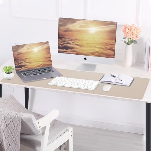 AFIING Cork Desk Mat 55" x 17", Dual-Sided Natural Cork & PU Leather Desk Pad, Non-Slip Waterproof Large Mouse Pad for Office, Home & Gaming (Beige) - Image 6