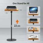 NAMON 2-in-1 Dual-use Floor & Desktop Book Stand, 100% Solid Wood, Height Adjustable from 16.5" to 51", Floor Reading Stand with Page Clip for Cookbooks, Sheet Music, Projector (with a T-Shaped) - Image 3