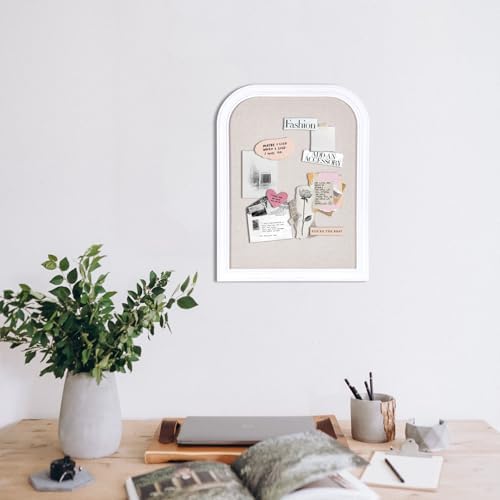 Bulletin Board with Linen, 17x13 inches Bulletin Board with White Wood Style Frame, Decorative Hanging Pin Board Vision Board Message Board for Office School Home Decor(2R&2S,L-4333,1p) - Image 3