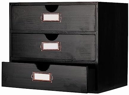 Large Wooden Drawers Wooden Box with Drawer Black by PACKGILO