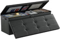 DocSafe Storage Ottoman Bench,Fireproof＆Waterproof Folding Bench with Lock(15”x 43”x15”),Leather Storage Chest with Handles＆2 Extra Boxes,Ottoman Safe for Bedroom,Living Room,Home Office,Black by DocSafe