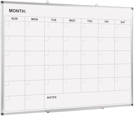 Comix Magnetic Monthly Calendar Whiteboard, 48 x 36 Inches Wall Planner by Comix