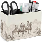 Pens Holder, Pencils Holder for Desk Organizer, Western Horse Cactus PU Leather Pencil Cups Desktop Stationery Storage Makeup Brush Holder Pens Organizer for Office Home by Quteprint