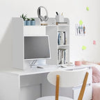 Desk Hutch Dorm White, 3-Tire Wood Desk Shelf Storage Organizer for Office Home - Image 7