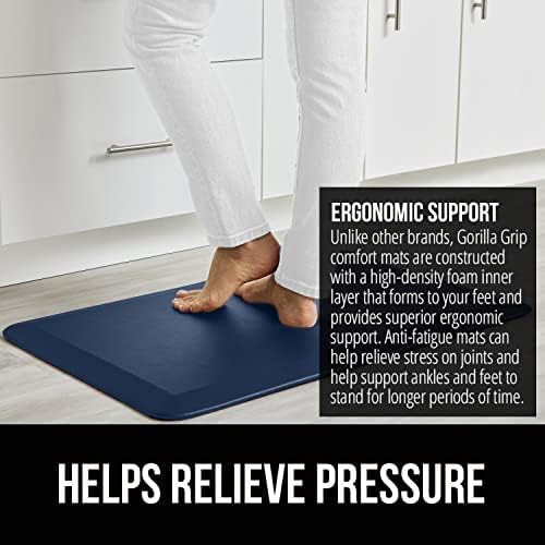 GORILLA GRIP Cushioned Antifatigue Kitchen Mat for Floor, 58x20, Navy - Image 3