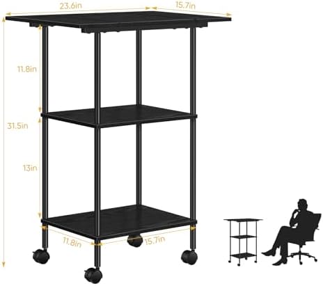 Black Large Printer Stand with Storage 3 Tier Rolling Printer Cart - Image 2