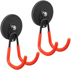 ULIBERMAGNET Strong Magnetic Hooks,2 Pack Heavy Duty Large Magnetic Hooks for Extension Cord, Cable, Hose, Power Cord,Rope,Drill,Jig Saw,Circular Saw,Garden Lawn Tools (Orange/3.46inch) by ULIBERMAGNET