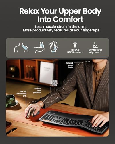 ProtoArc EM11 NL Wireless Ergonomic Mouse, Rechargeable, Black Gold - Image 5