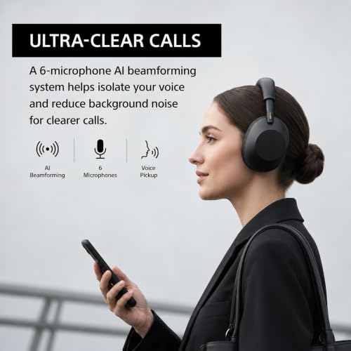 Sony WH1000XM6/B Best Wireless Noise Canceling Headphones, Black Bundle with Deco Essentials Headphones Ear Pads Replacement Headset Ear Cushions and Deco Gear Unofficial Master Guide - Image 6