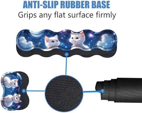 4 in 1 Ergonomic Memory Foam Mouse Pad Wrist Rest Set, Large XXL Gaming Desk Pad + Keyboard Wrist Rest + Mouse Wrist Cushion + Coaster for Home Office Study Gaming, Cute Cat - Image 4