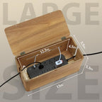 Acacia Wood Cord Management Box, Magnetic Lid, Hide Cable & Cord Organizer - Image 3