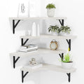 ROMGUAR CRAFT Corner Floating Shelves Wall Mounted Set of 4, White by ROMGUAR+CRAFT