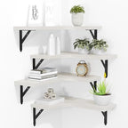 ROMGUAR CRAFT Corner Floating Shelves Wall Mounted Set of 4, White by ROMGUAR+CRAFT