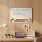 Lincia 1 Set Whiteboard Dry Erase Cork Board Combo, 24" x 18" White Board with 1 Magnetic Dry Eraser, 8 Markers, 4 Magnets, 5 Cork Pegs and 2 Red-Tailed Screw for Office, Home, School, Office Desk - Image 4