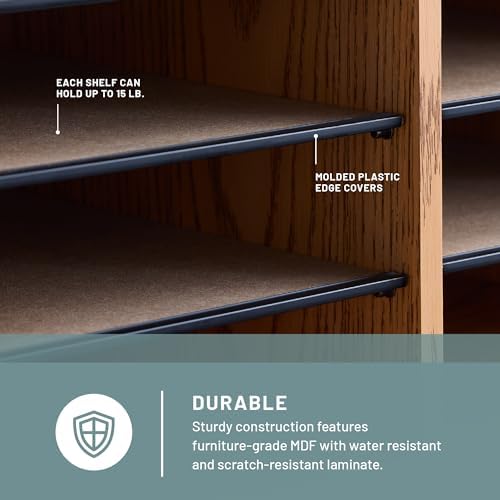 Safco 9420MO Adjustable Literature & Paper Organizer, 12 Compartment Mailbox Cubby, Great for Home, Office, Classroom Organization, Medium Oak Wood , Durable Construction, Removable Shelves - Image 4