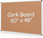Extra Large Cork Bulletin Board 60" X 48", Silver Aluminum Framed 5'x4' Corkboard for Wall, Wall Mounted Notice Pin Board with 18 Push Pins for School, Home & Office by Justdowhatyouwanttodo
