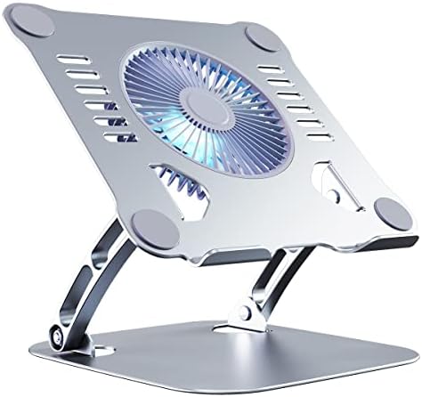 SHUWEI Laptop Cooling Stand with 3 Speed Fan, fits 10-15” Notebook, Silver by SHUWEI