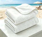 White Dual-Sided Microfiber Bath Towel, 2 Pack 48"x24" Ultra Absorbent Quick Dry Pool Towel, Exfoliating Body Cloth for Dead Skin & Sunscreen Removal, Lint-Free Reusable Shower Towel for Pool, Beach by Ecopandy
