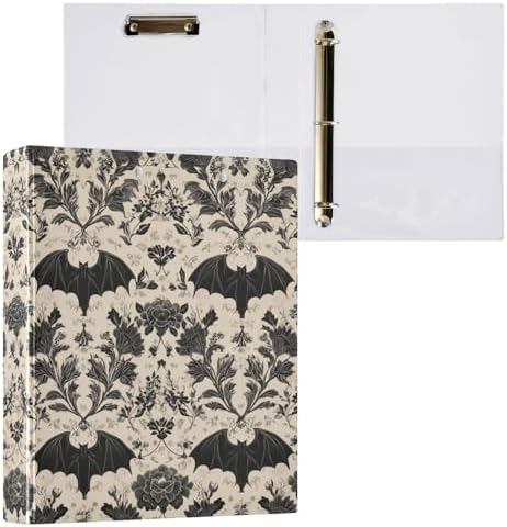 Gothic Bat Round Ring Binders Floral (6) 1.5 Inch 3 Ring Binder with Clipboard Holds 200 Sheets Office Home School - Image 2